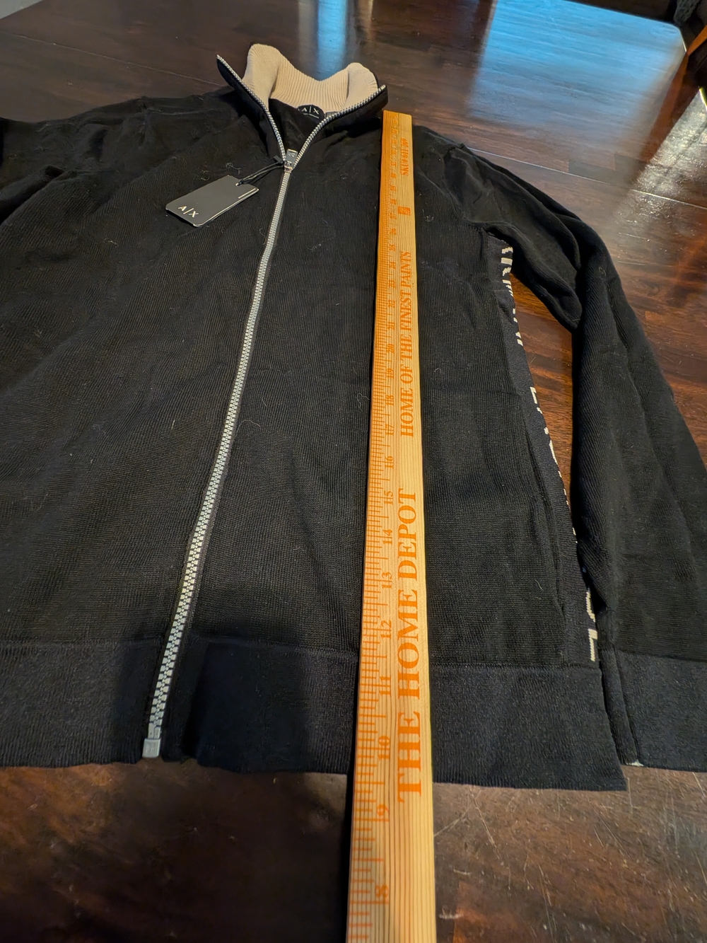 A/X Armani Exchange Black Zip-Up Sweater with Cream Contrast Collar, Men's M - Picture 6 of 9
